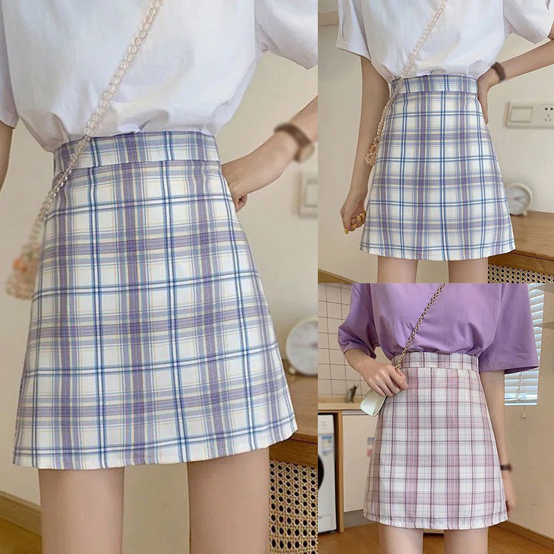 Chân Váy Ngắn Caro Lưng Cao Thời Trang Cho Nữ