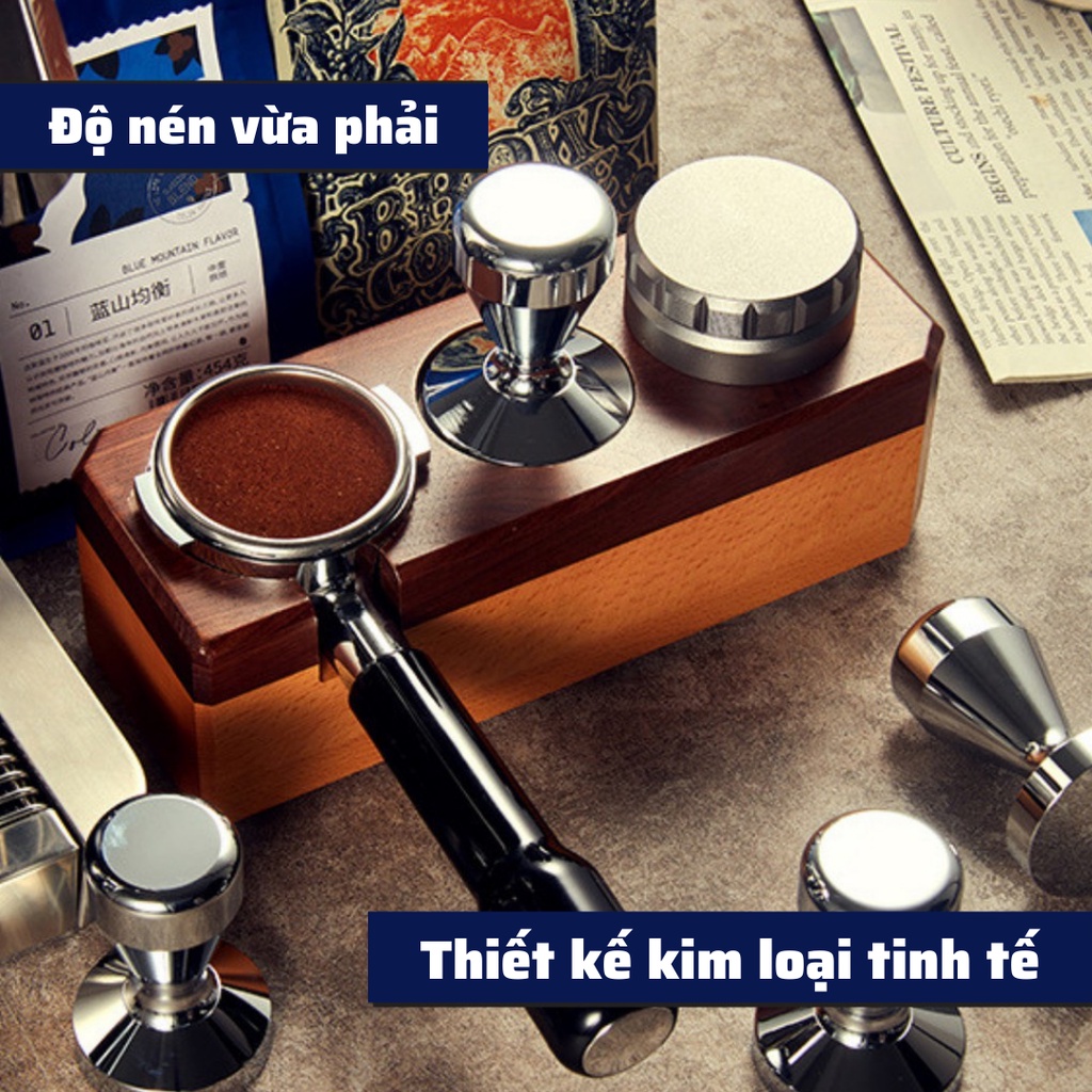 Tay Nén Tamper 51mm dụng cụ nén cà phê pha Espresso cafe Arabica Inox cao cấp tay nén café đường kính 49-51-53-58m