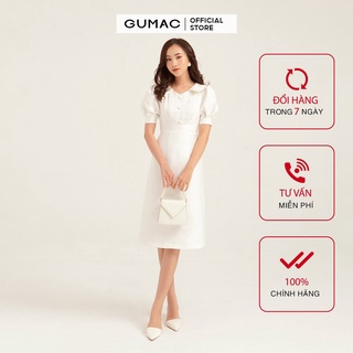 Đầm ôm nữ GUMAC thiết kế basic tay ngắn màu trắng đủ size DB162