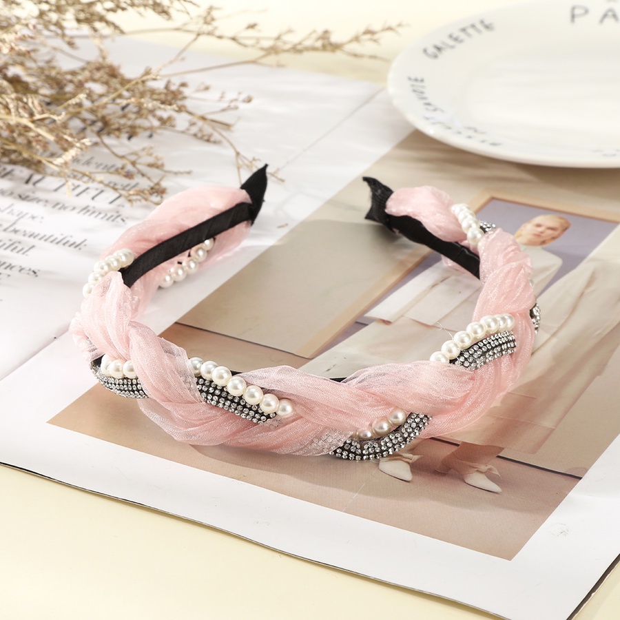 Băng Đô Cài Tóc Dạng Lưới Xoắn Đính Hạt Ngọc Trai Và Kim Cương Thời Trang Hàn Quốc Cho Nữ