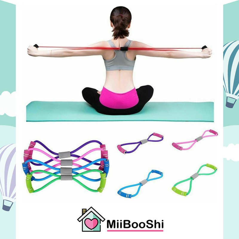 Dây đai kháng lực đa năng số 8 bằng cao su đàn hồi tốt hỗ trợ các bài tập yoga thể dục MiibooShi SL704