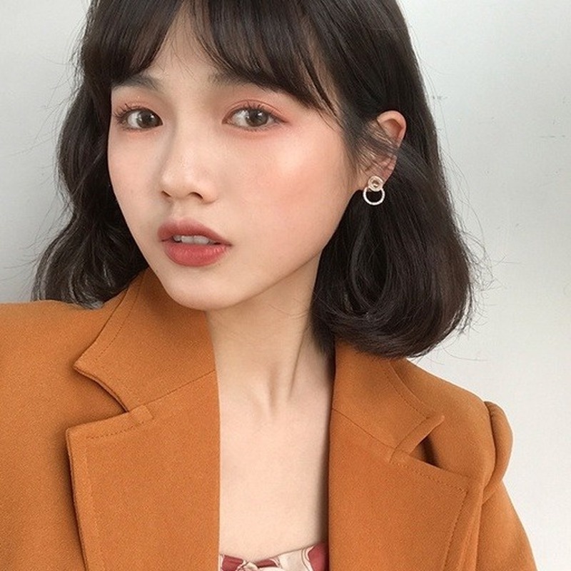 Hoa tai 210807 hình tròn đơn giản phong cách Hàn Quốc mới