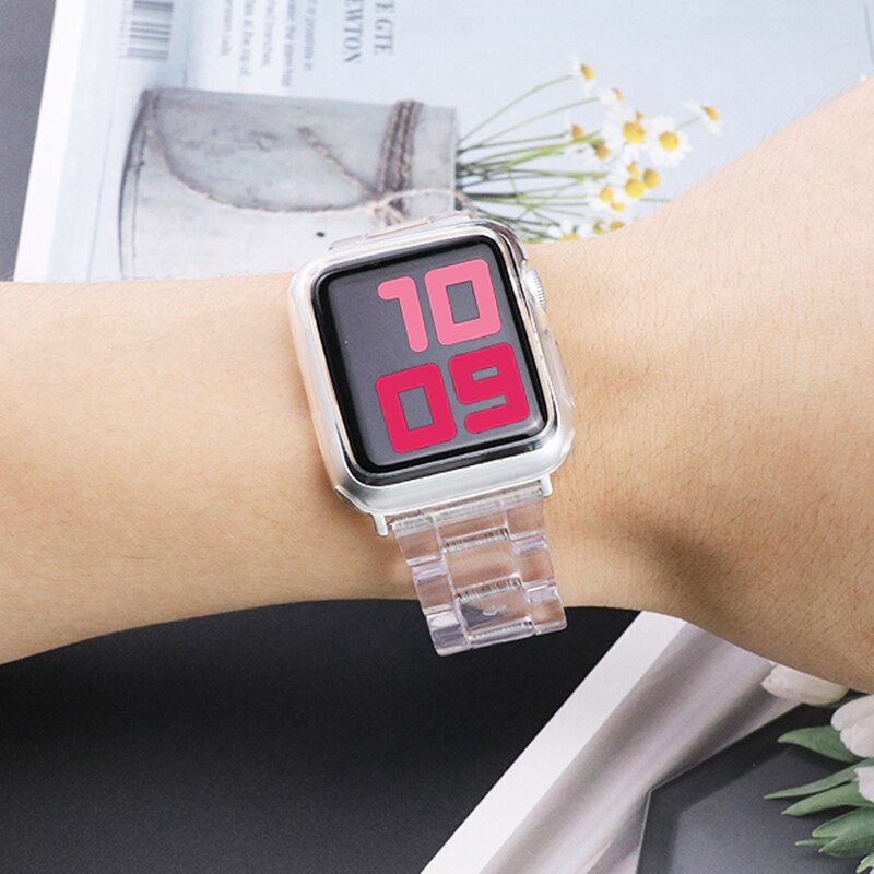 Dây đeo bằng nhựa cứng trong suốt dành cho đồng hồ thông minh for Apple Watch7/ 6/ SE/ 5/ 4/ 3/ 2/ 1