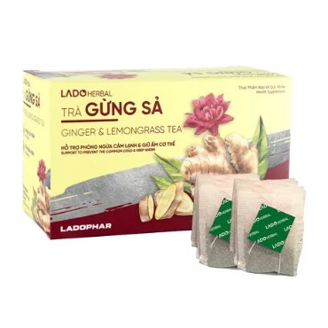 Trà Gừng Sả - Giúp giữ ấm cơ thể, giảm đầy bụng (Hộp 20 Túi Lọc)