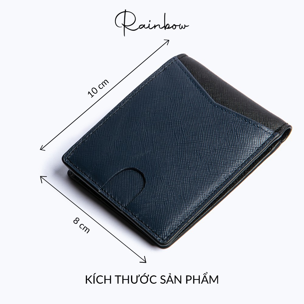 Ví nam da bò Ý dập vân Saffiano đẳng cấp Rainbow W007 - Siêu nhỏ gọn, bền bỉ, bảo hành 3 năm | BigBuy360 - bigbuy360.vn