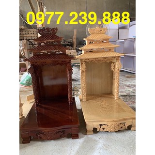 bàn thờ thần tài mái chùa 36,41,48,56,61cm bằng gỗ pơmu