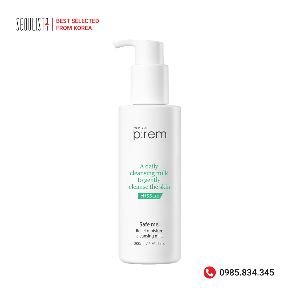 Tẩy trang dạng sữa Make P:rem Safe me. Relief moisture cleansing milk