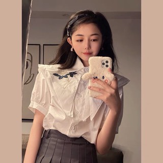 Sơ mi thêu hoa hồng cao cấp, tay cộc