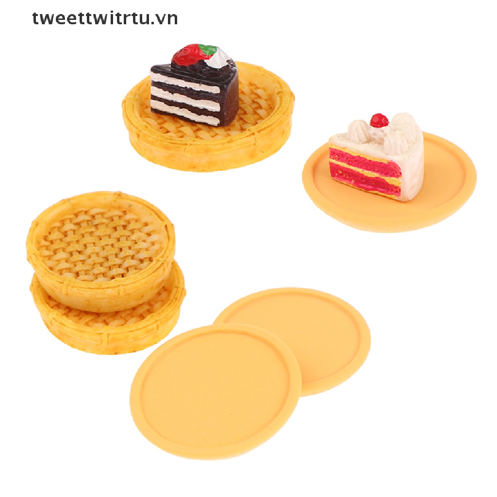 Set 2 Khay Tròn Mini Đựng Trái Cây / Thức Ăn Trang Trí Nhà Búp Bê Tỉ Lệ 1: 12