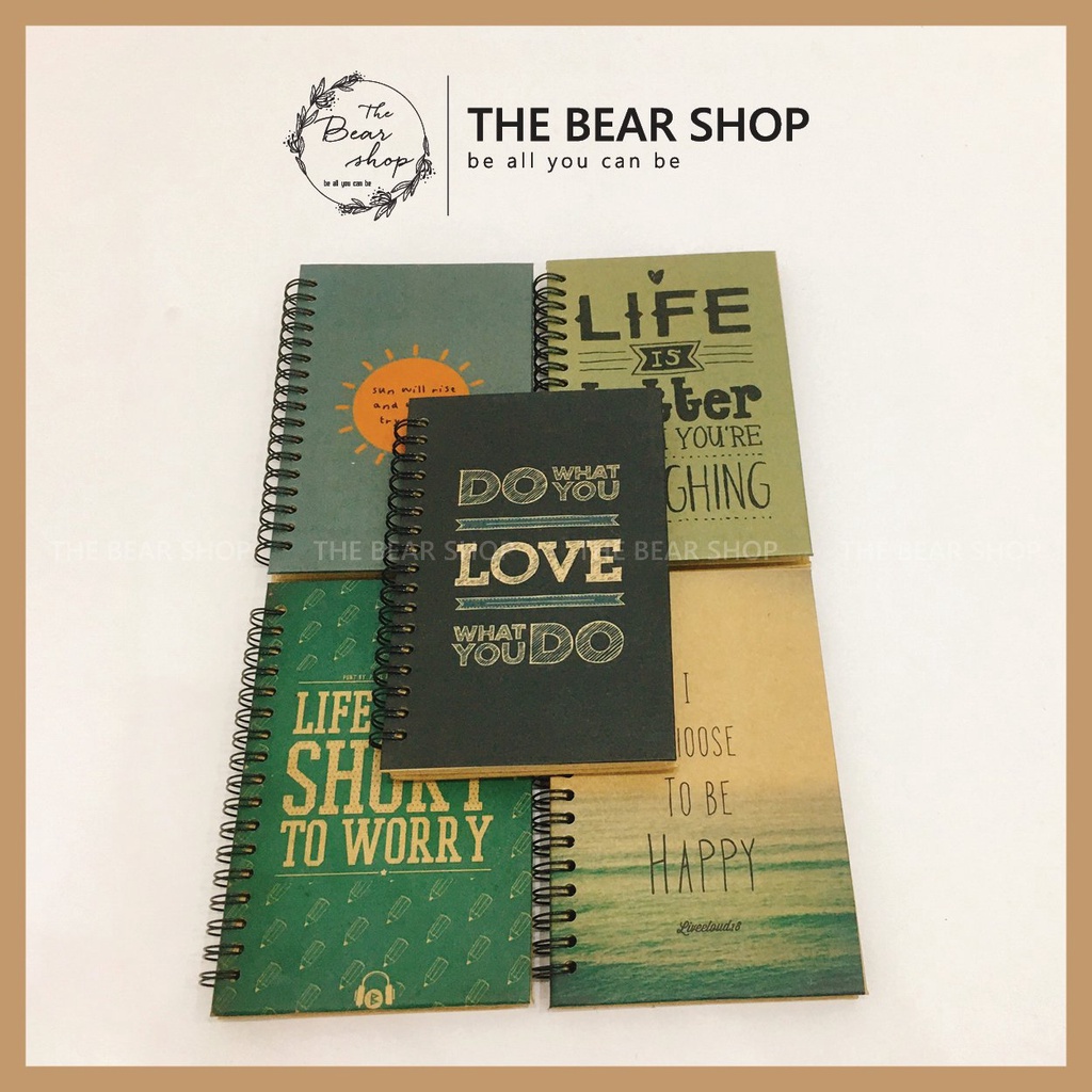 Sổ tay ghi chép handmade vintage - Khổ A6 bìa cứng giấy kraft - The Bear Shop