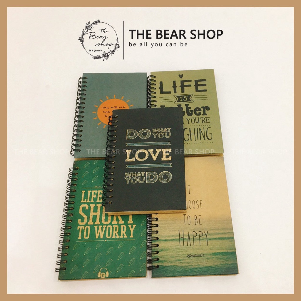 Sổ tay ghi chép handmade vintage - Khổ A6 bìa cứng giấy kraft - The Bear Shop