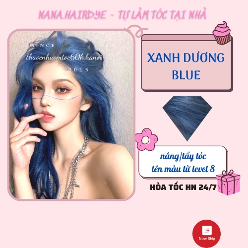 Thuốc nhuộm tóc màu Xanh Dương, Xanh Blue, Xanh Nước Biển kèm trợ dưỡng găng tay