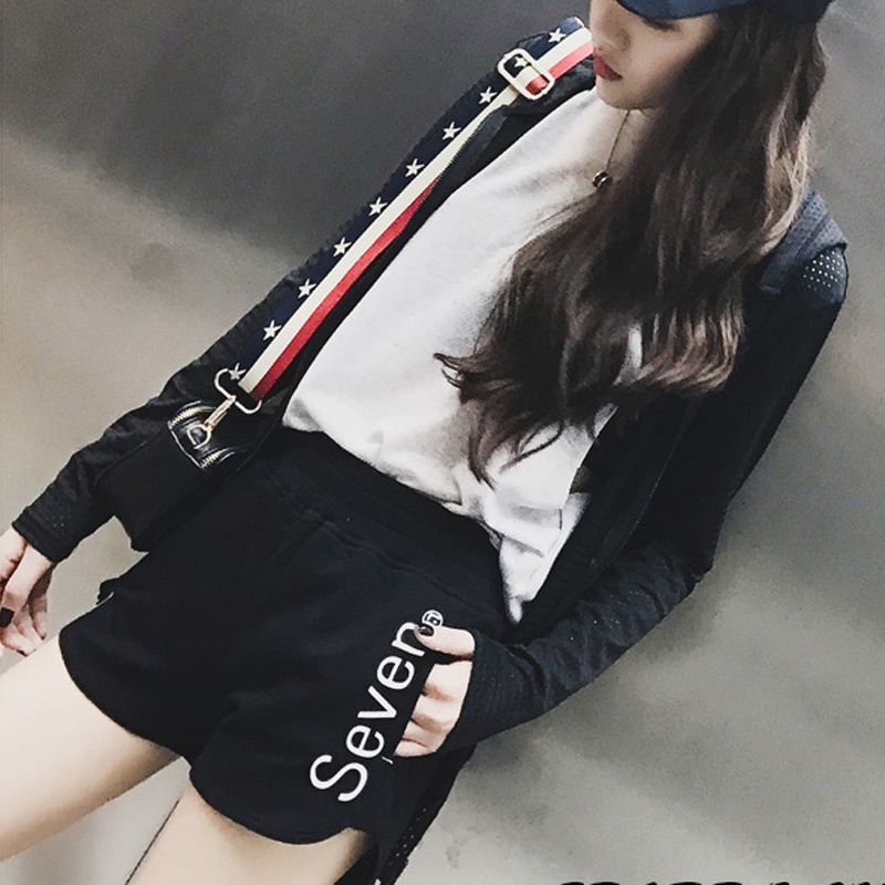 NRVP Quần Short Thể Thao Ống Rộng Họa Tiết Kẻ Sọc Phong Cách Hàn Quốc Thời Trang Cho Nữ