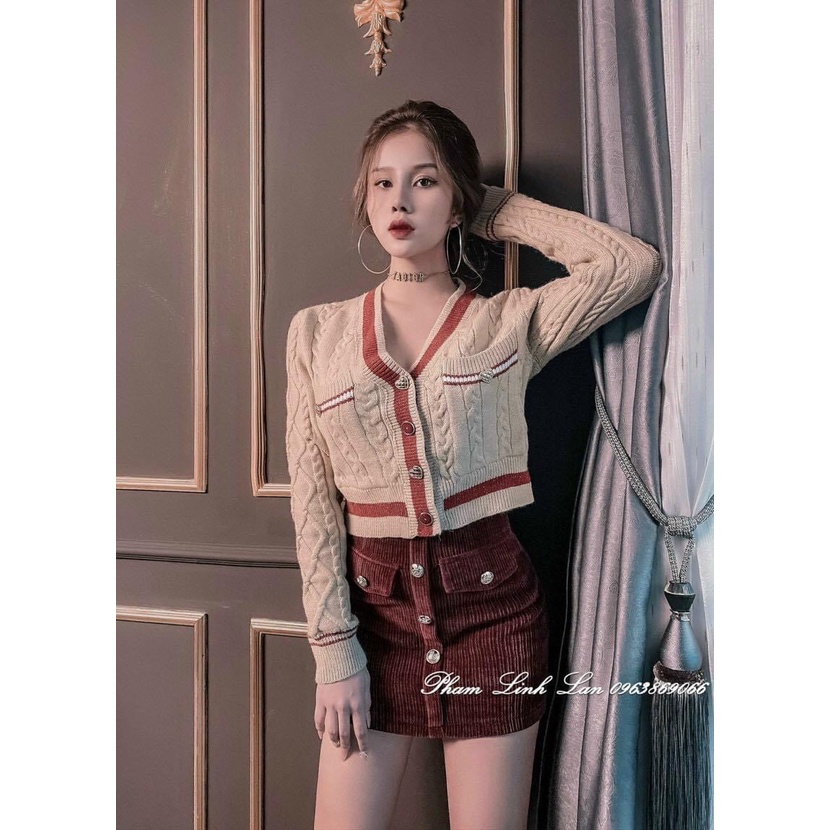 Chân Váy Nhung Chữ A Túi Nắp_Xưởng May Quang Anh