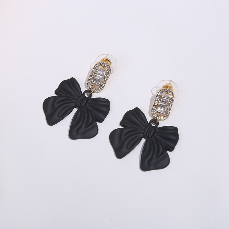 Khuyên Tai Nơ Đen Đơn Giản Thời Trang Hàn Quốc