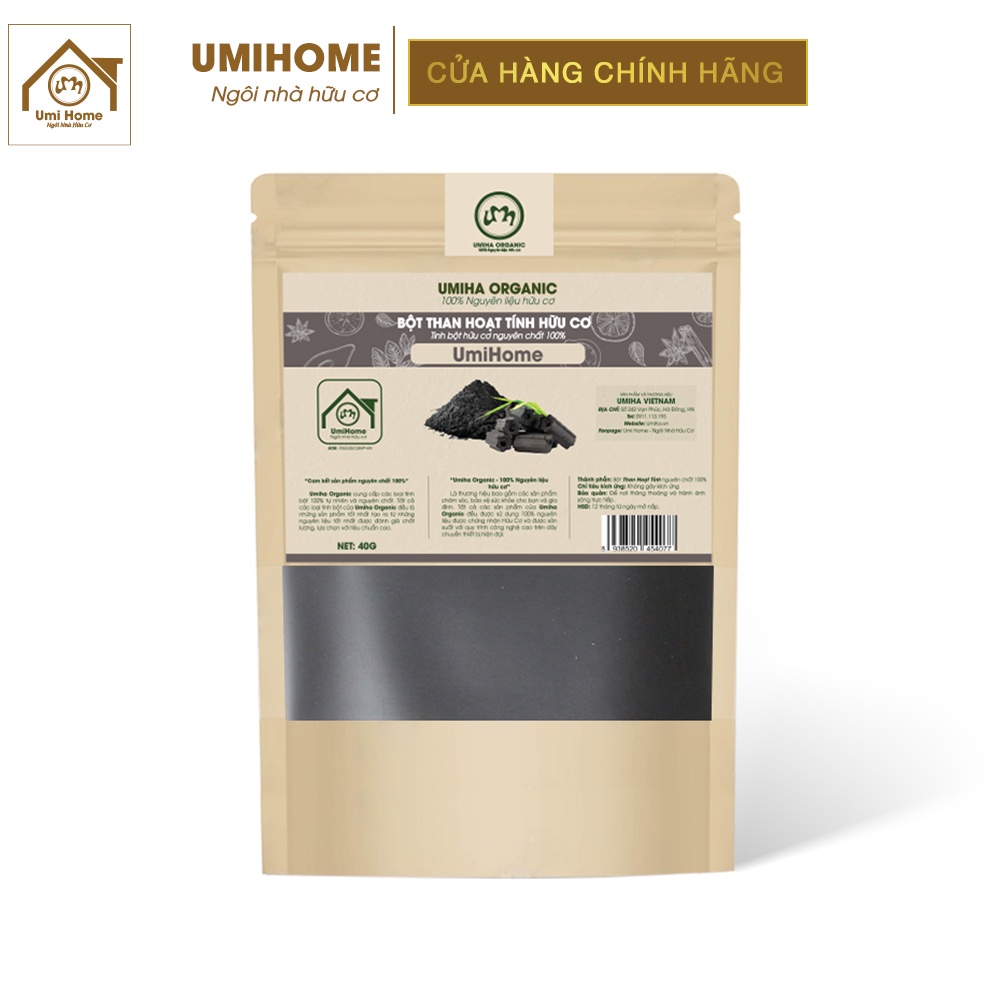 Bột Than Hoạt Tính hữu cơ UMIHOME 135g nguyên chất | Đánh trắng răng và ngăn ngừa mảng bám cao răng hiệu quả