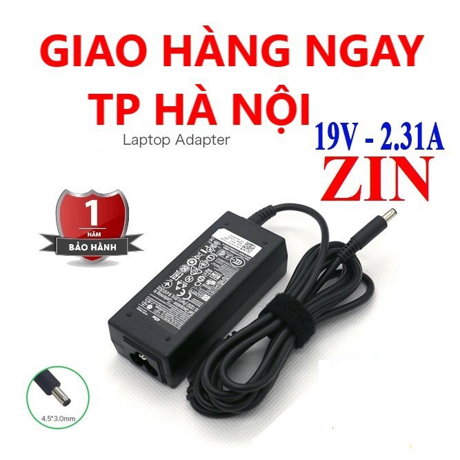 Sạc Laptop Dell 19.5v - 2.31a - 45w - Adapter Kèm dây nguồn XPS 13 Inspiron 5452 5455 5458 5459 - Nhập Khẩu