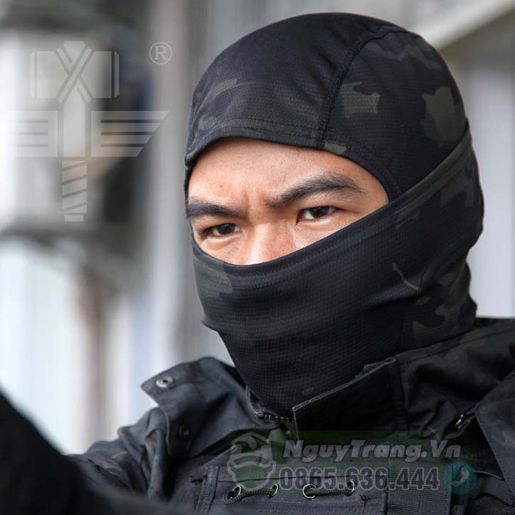 Mũ trùm đầu Ninja che mặt chống nắng đi rừng (Màu đen)