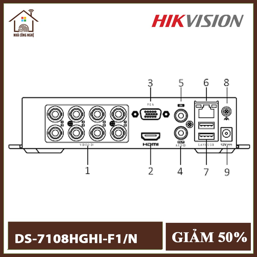 [PHÂN PHỐI CHÍNH HÃNG] Đầu Ghi Hình Camera HikVision DS-7108HGHI-F1/N 8 Kênh - Hỗ Trợ Nhiếu Người Truy Cập,Tên Miền, AHD