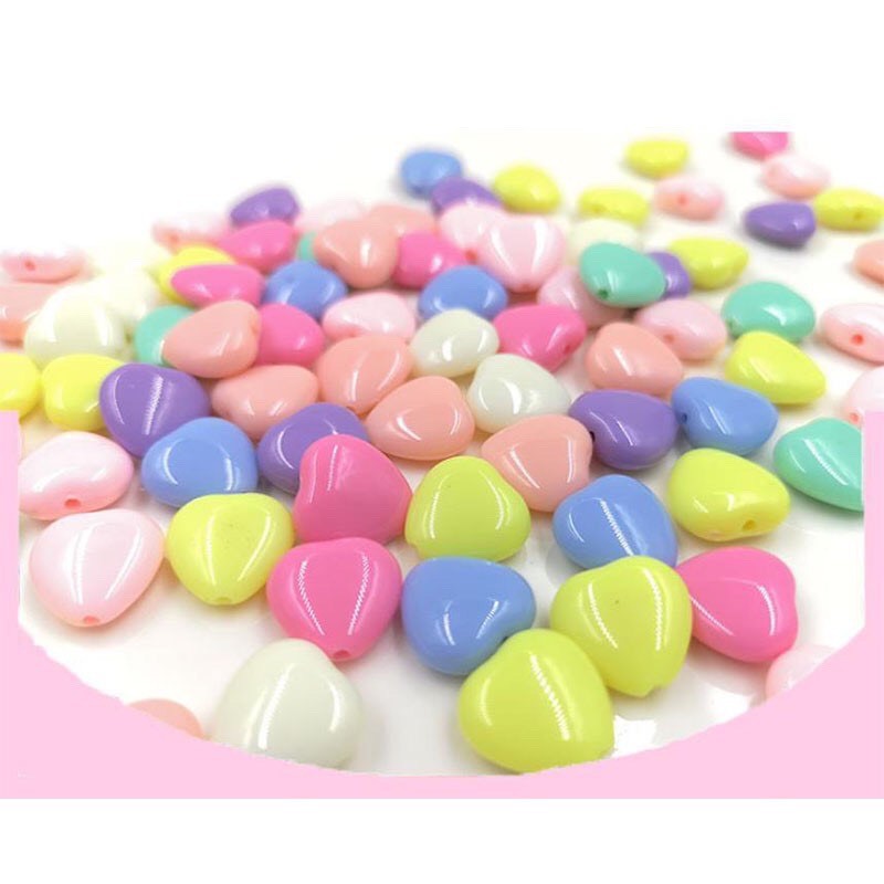 Charm tim pastel xỏ lỗ hai đầu A14/ Nguyên liệu làm Resin