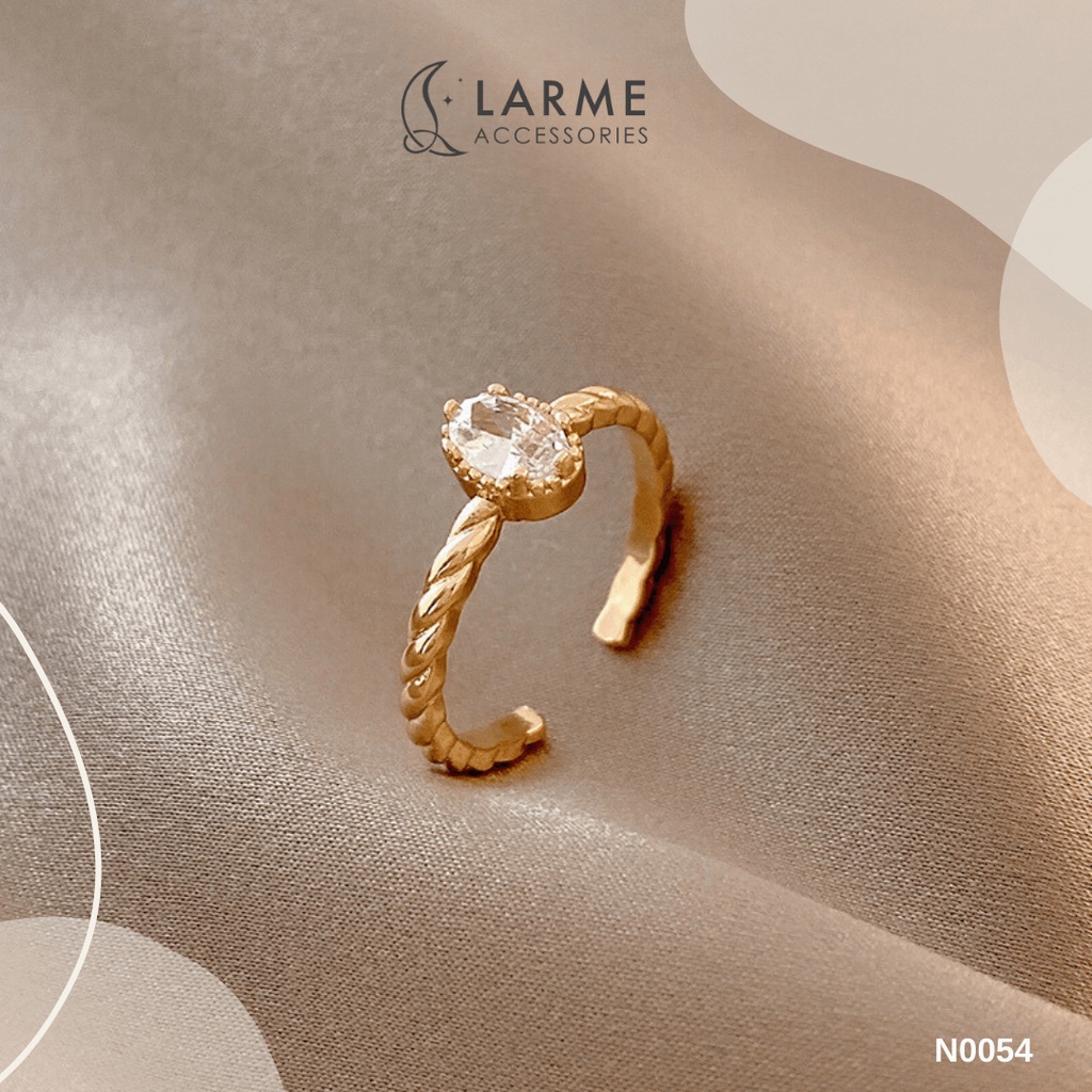Nhẫn nữ freesize mặt đá tròn sang trọng Larme accessories - N0054
