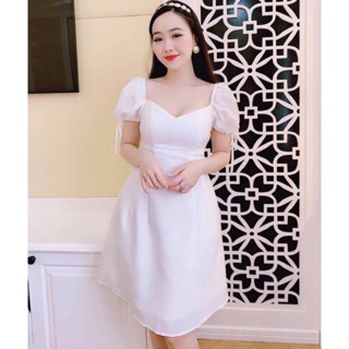 Đầm xoè tay phồng cột nơ xinh xắn