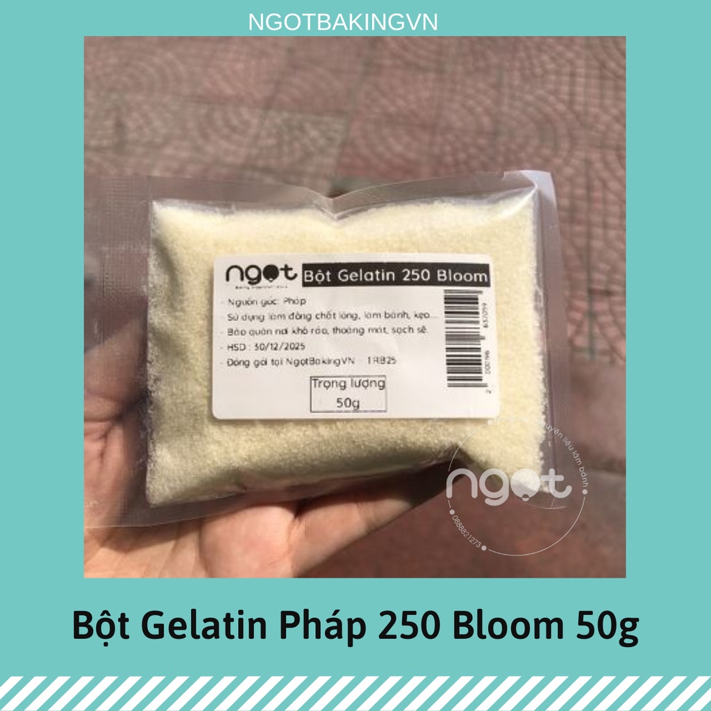 Gelatin bột Bloom 250 Pháp 50g