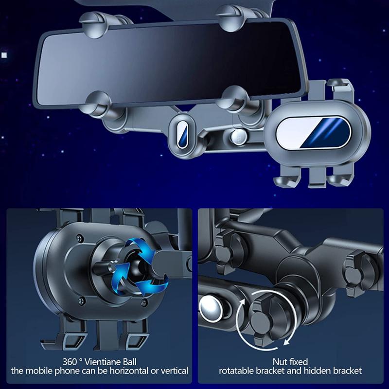 Giá đỡ điện thoại gắn kính chiếu hậu ô tô HDOORLINK đa năng có thể xoay 360 độ và thu gọn tiện dụng