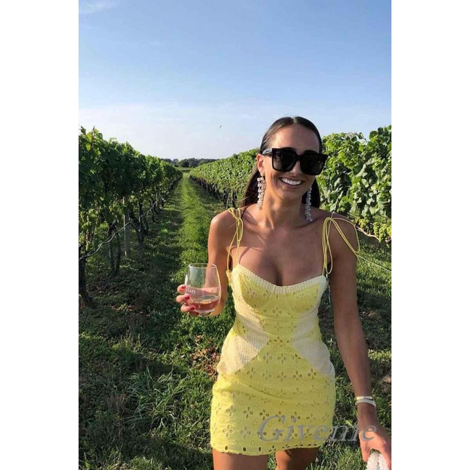 Đầm Ôm Không Tay Họa Tiết Hoa Vàng y2k