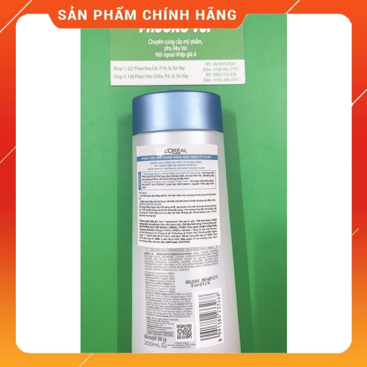 [chính hãng]Nước hoa hồng se khít lỗ chân lông và trắng mịn da L'O.real Paris Aura Perfect 200ml chai màu xanh