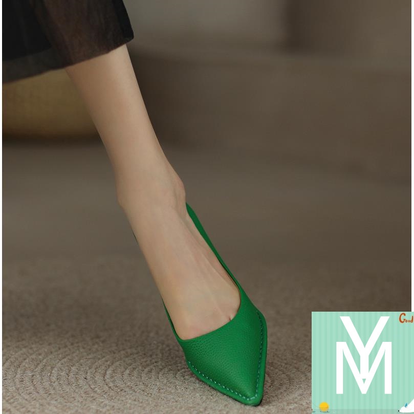 Giày Cao Gót Da Mềm Mũi Nhọn Thời Trang Cho Nữ