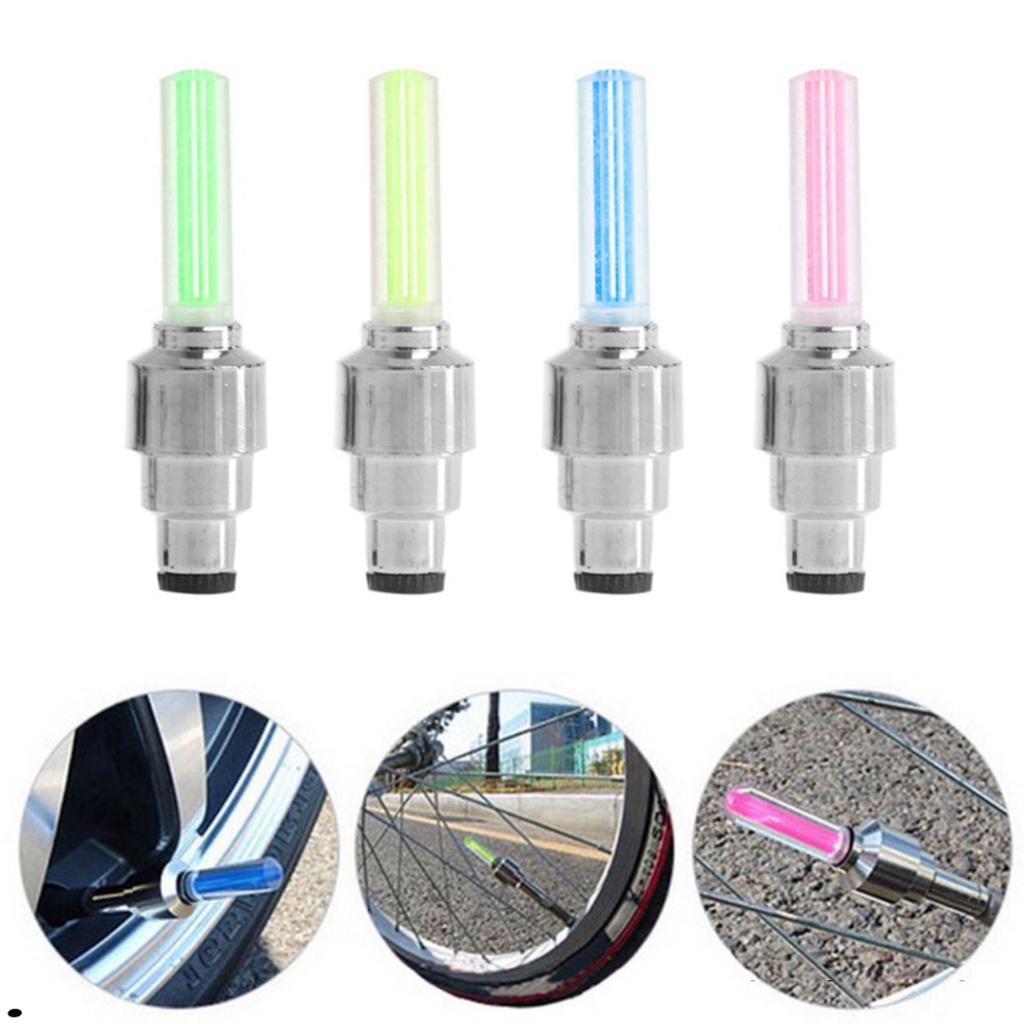 Bộ 2 Đèn Led 4 Màu Gắn Van Bánh Xe Đạp Màu Sắc