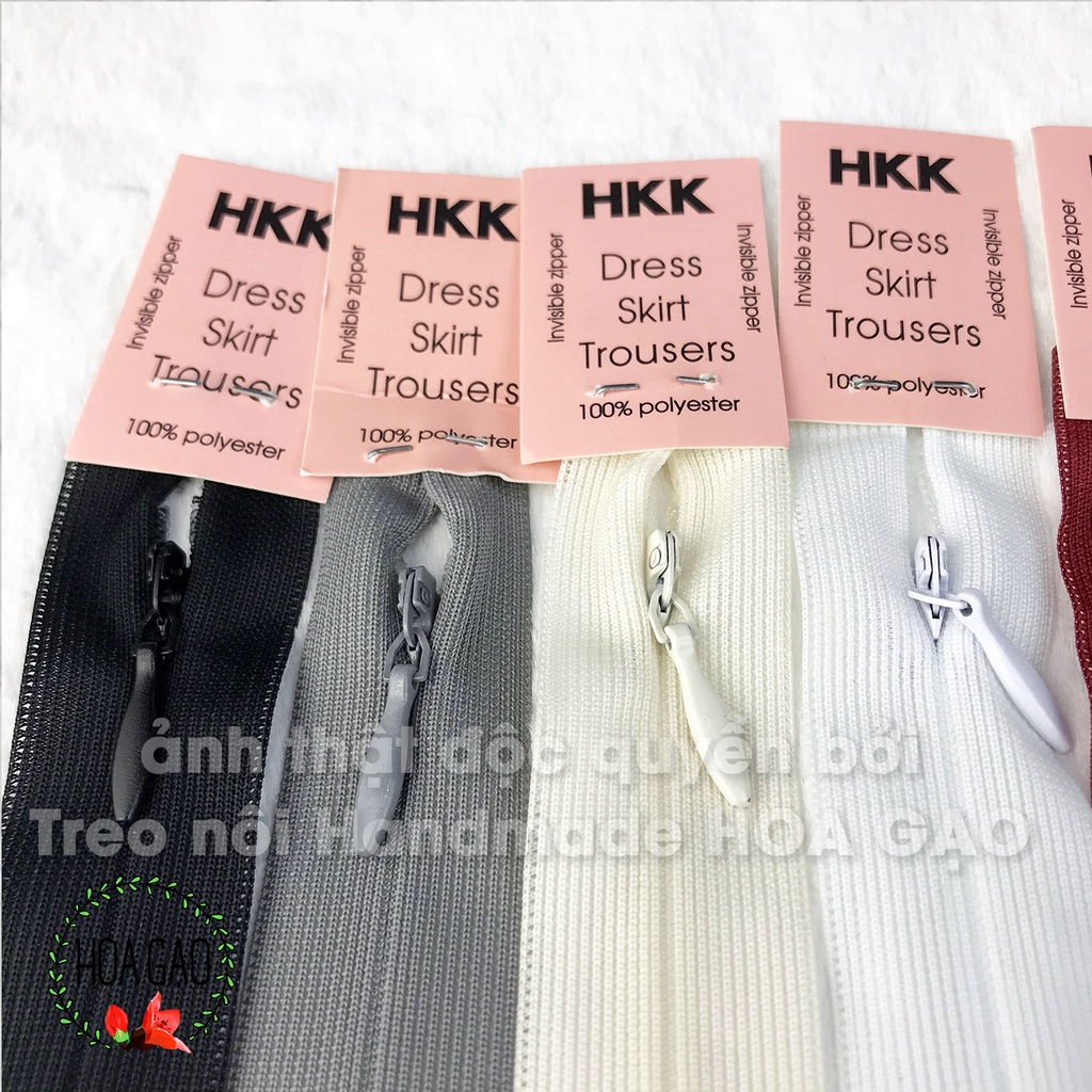 Dây khoá kéo TRẮNG ĐEN HKK GDKG dài đủ size 18cm 30cm 40cm 50cm 60cm 70cm phụ kiện may mặc may áo gối quần tây