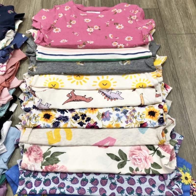 Áo thun cộc tay bé gái chất cotton mềm mát, áo phông xuất dư cho bé