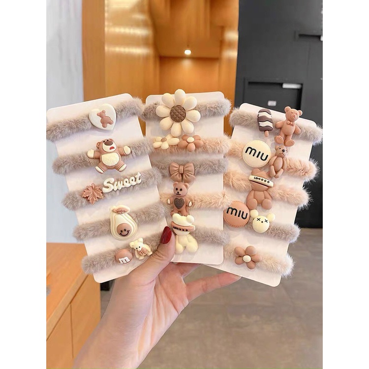 Set 5 dây buộc tóc LÔNG NHUNG cực xinh BT14