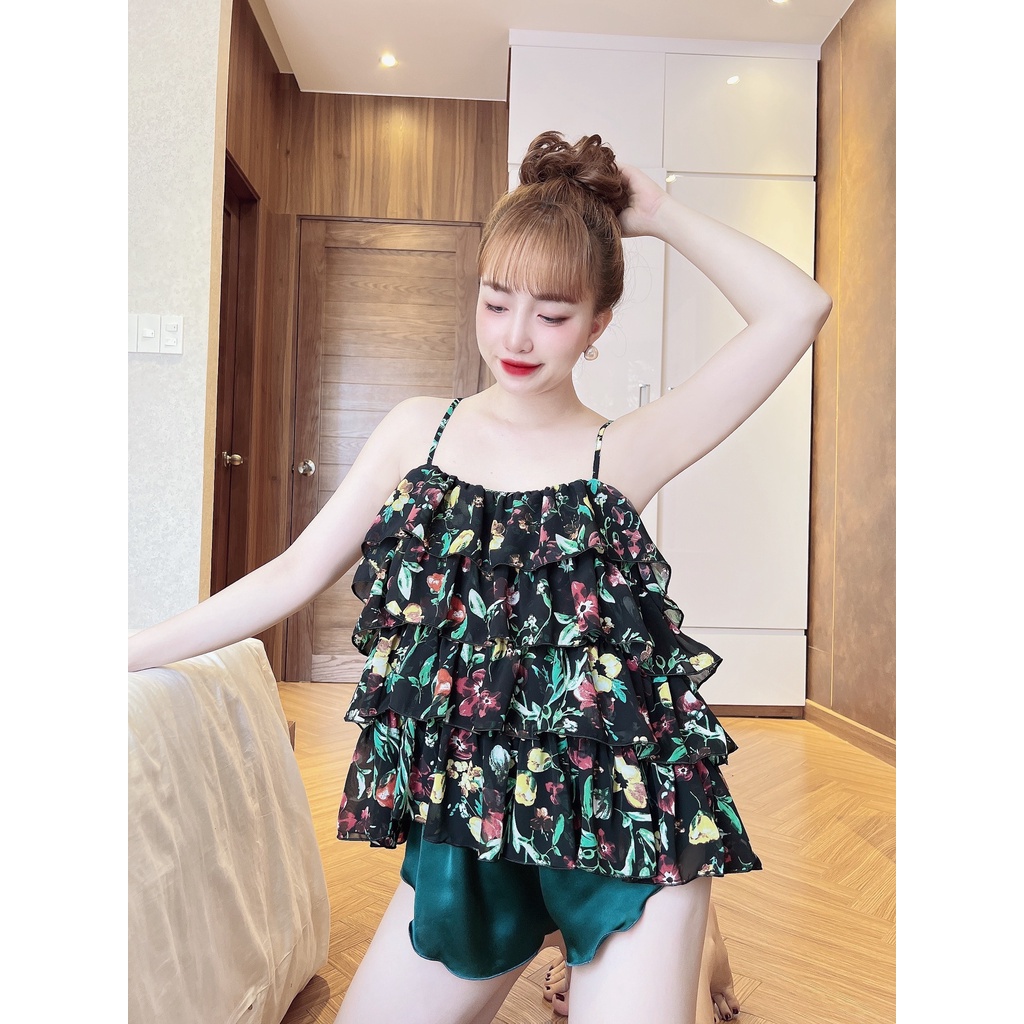 Bộ Đồ Ngủ Nữ SOJUN Vải Chiffon 4 Tầng Dưới 65Kg
