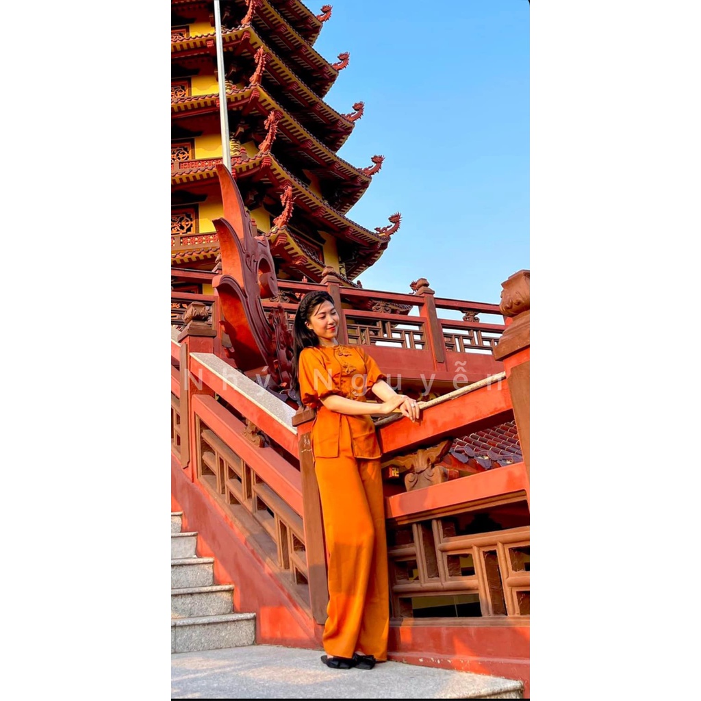 SET PHẬT TỬ TAY PHỒNG PHỐI NÚT TÀU MÀU CAM HÌNH THẬT KHÁCH ĐÃ MUA MẶC