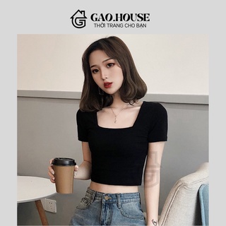 Áo croptop cộc tay Gạo House cổ vuông