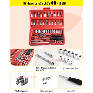 Hộp dụng cụ gia đình sửa chữa ô tô, xe máy, xe đạp - Bộ tua vít 46 chi tiết cao cấp kèm hộp đựng cho gia đình