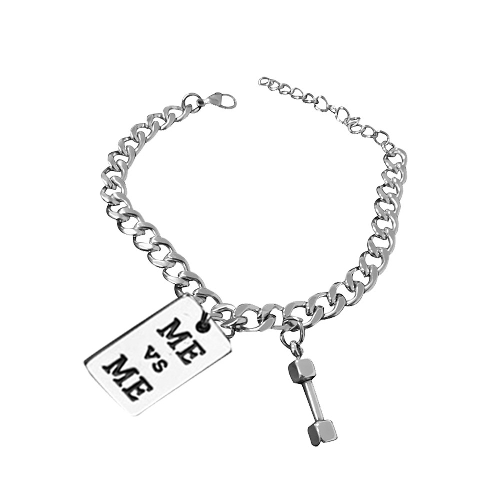 Vòng Tay Chuỗi Hạt Vuông Khắc Chữ YOU and ME Phong Cách Hip hop