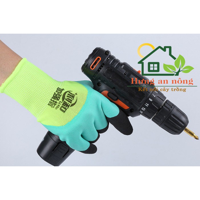 BTL2 - bao tay cao su bảo hộ lao động cao cấp phủ bọt cao su latex dày dặn chống mài mòn trơn trợt free size