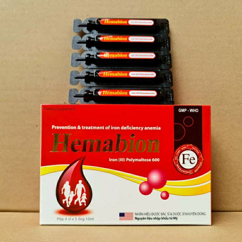 HEMABION_Hộp 20 ống giúp bổ sung sắt cho phụ nữ đang mang thai và sau sinh