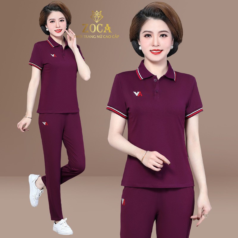 [Freeship] Bộ thể thao nữ trung niên cộc tay/set bộ mặc nhà nữ trung tuổi, đồ bộ thể thao cotton chất đẹp_ZOCA_BAV