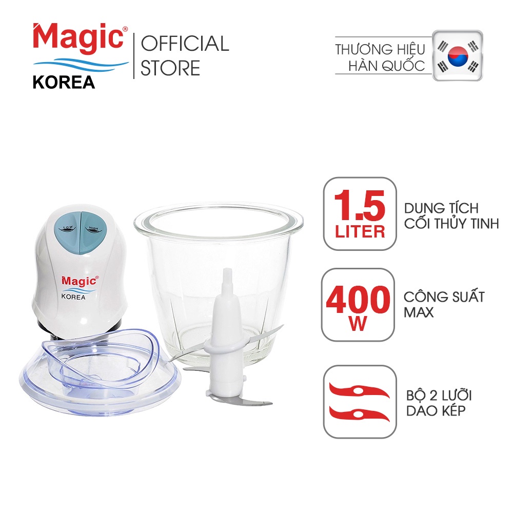 Máy xay cối thủy tinh, 02 lưỡi dao kép Magic A04 (1.5 lít)
