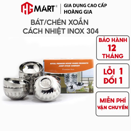 Bát Xoắn Inox cách nhiệt chống nóng HG Mart [Bộ 10 bát]