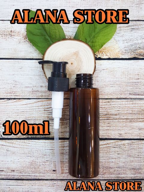 Chai chiết mỹ phẩm nhựa trong vòi ấn dài 100ml