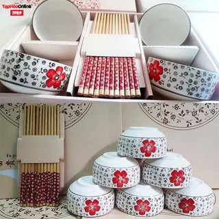⚡ Bộ chén đũa 6 cái xuất Nhật - Tráng men cao cấp