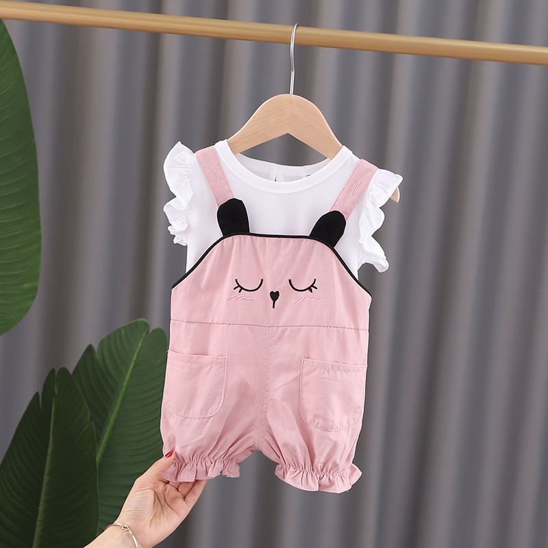 yếm cho bé gái kèm áo chất liệu cotton 5-15kg