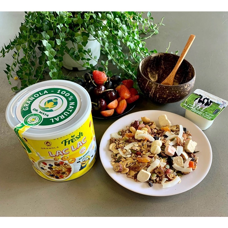 Ngũ cốc hạt Granola Lạc lạc 24 hạt cao cấp 650gr - Tặng Bát gáo dừa