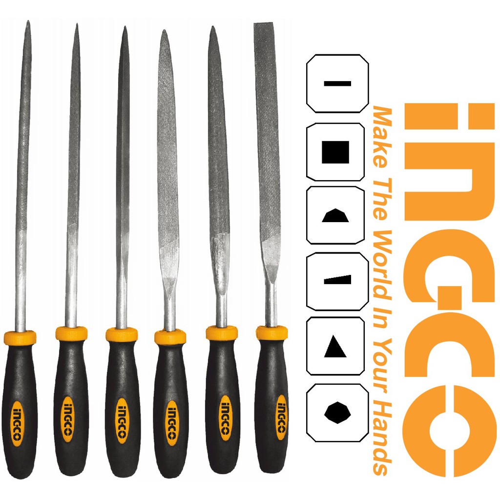 Ingco Bộ 6 giũa dũa mini 140mm 5.5inch 3mm HKTF63